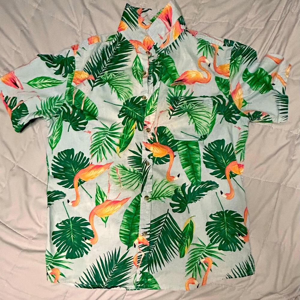 OLD NAVY Tropical Flamingo Button-Up Shirt